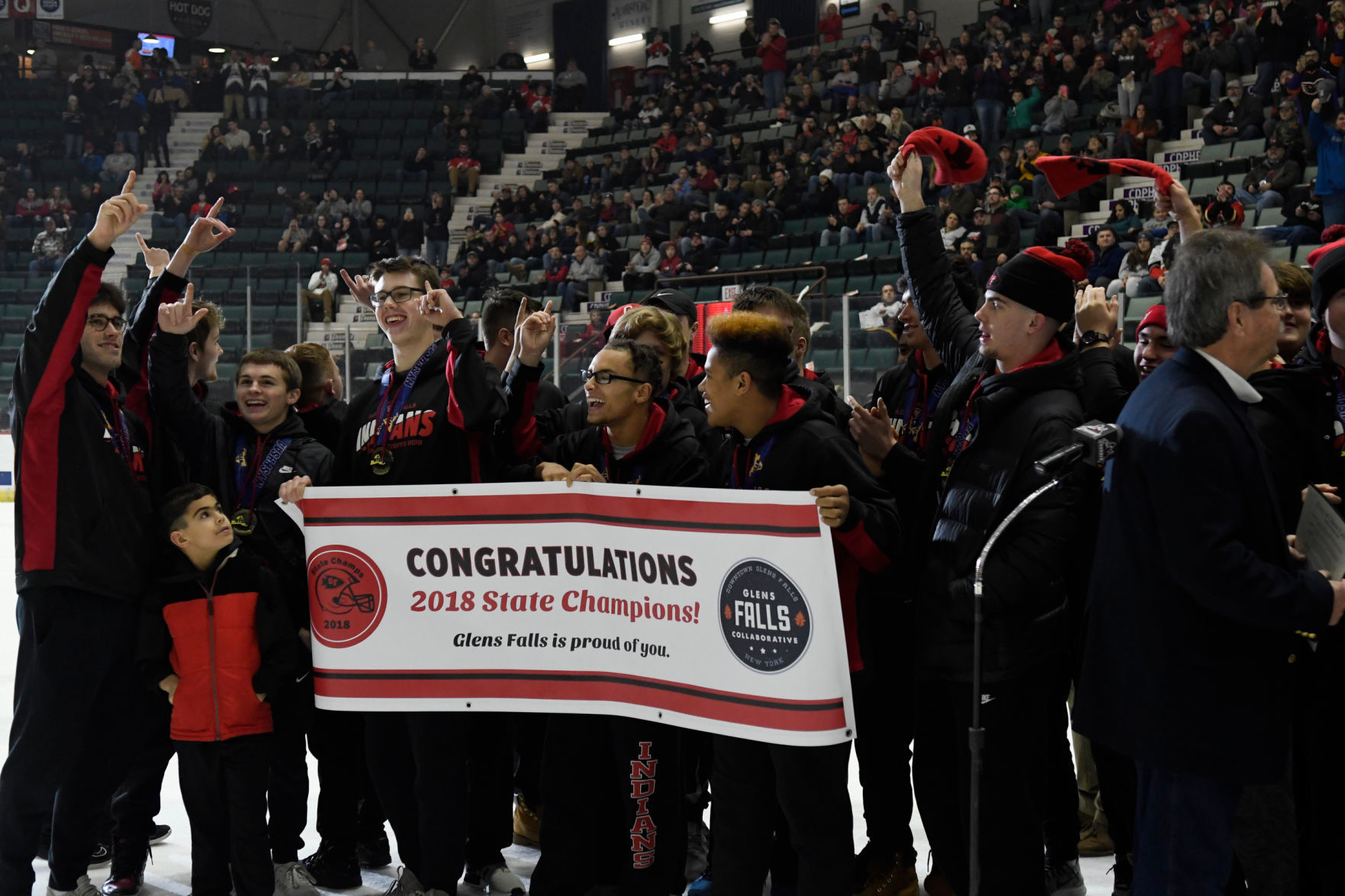 Glens Falls football celebration